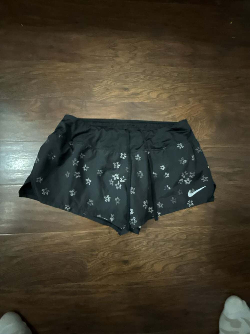 Nike Women's Dri-FIT Printed Running Shorts Black with Floral Pattern